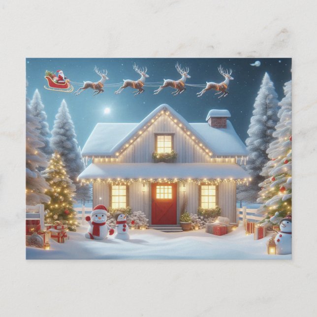 Postal Papá Noel y Reno (Anverso)