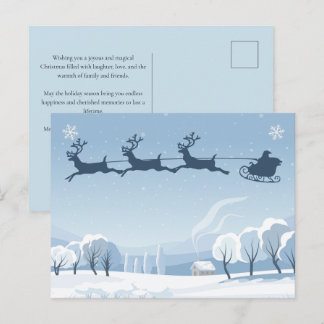 Postal Papá Noel y Reno Ciervo de Navidad de Invierno