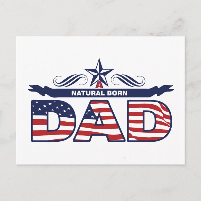 Postal Papá, Padre, Un Padre Natural Nacido (Anverso)