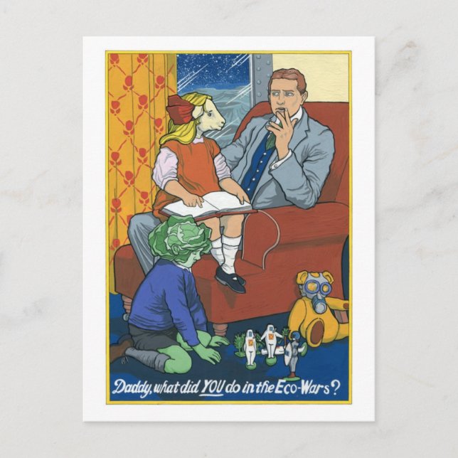 Postal Papá, ¿Qué Hiciste En Los Ecowars? (Anverso)
