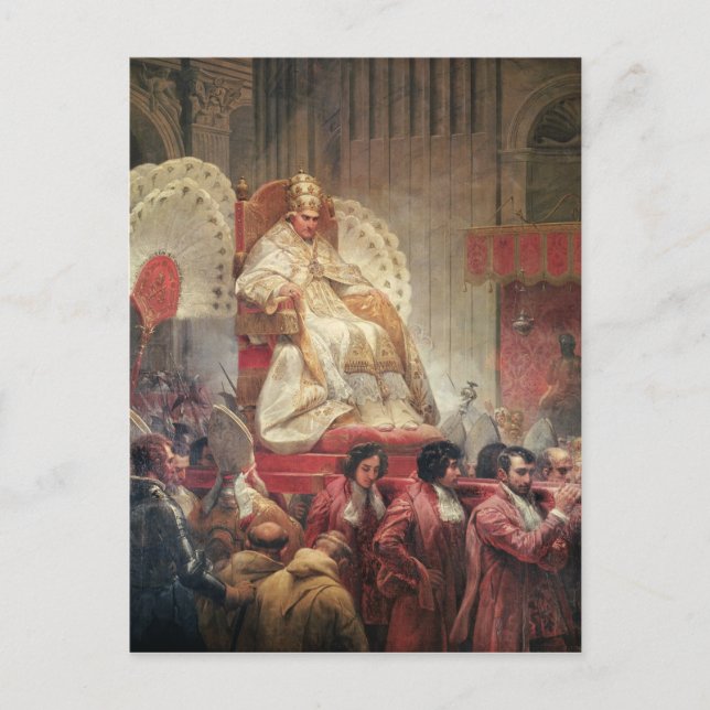 Postal Papa VIII en St. Peter's en la Gestatoria de Sedia (Anverso)