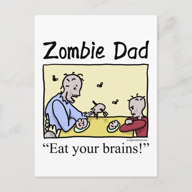 Postal Papá zombie, come tus cerebros (Anverso)