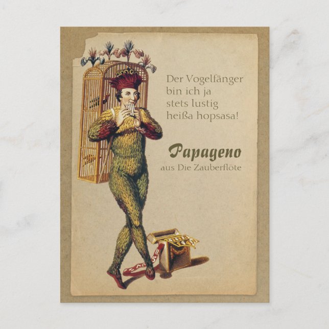 Postal Papageno Zauberflöte Magic flute CC0839 Mozart (Anverso)