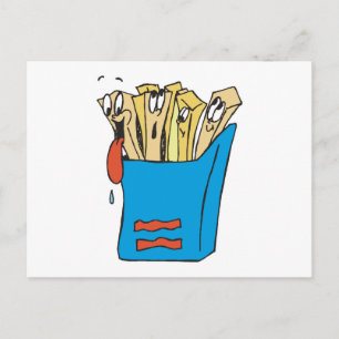 Postal papas fritas de dibujos animados tontas