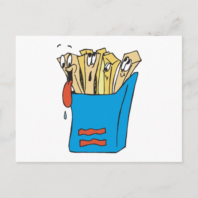 Postal papas fritas de dibujos animados tontas (Anverso)