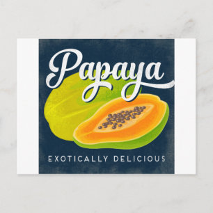 Postal Papaya Vintage Fruto Retro