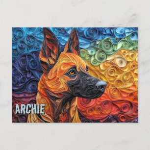 Postal Papel collie con barba que acalló retrato de perro