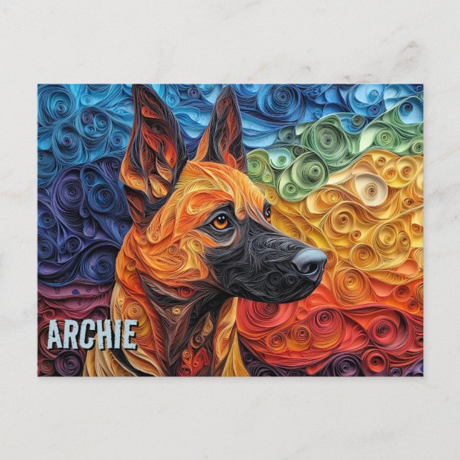 Postal Papel collie con barba que acalló retrato de perro (Anverso)