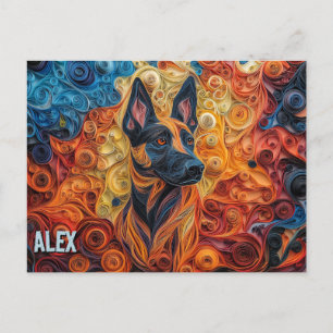 Postal Papel collie con barba que acalló retrato de perro