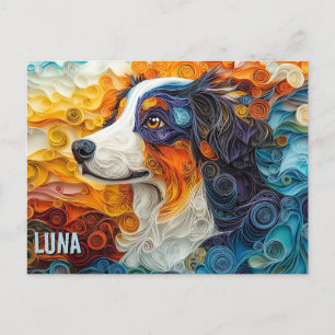 Postal Papel collie en la frontera que quema retrato de p