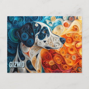 Postal Papel dálmata quitando retrato de perro de arte