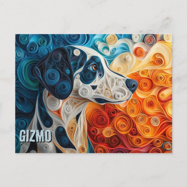 Postal Papel dálmata quitando retrato de perro de arte (Anverso)