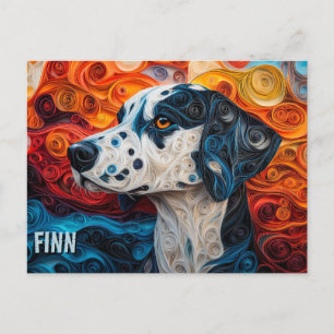Postal Papel dálmata quitando retrato de perro de arte