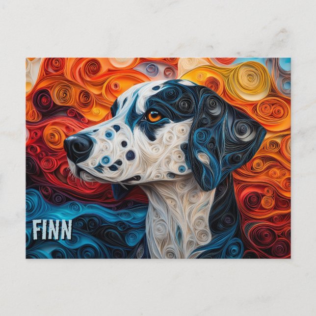 Postal Papel dálmata quitando retrato de perro de arte (Anverso)