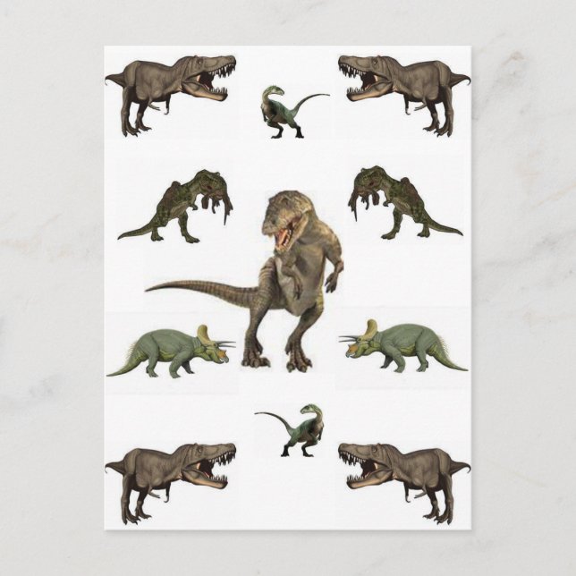Postal Papel de ajuste de dinosaurios (Anverso)