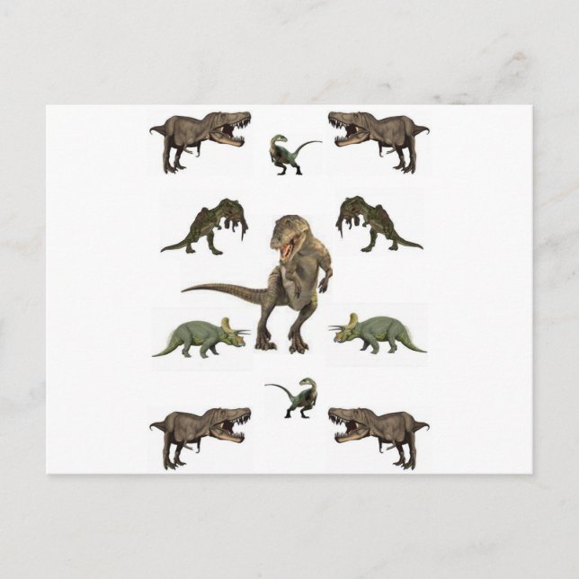 Postal Papel de ajuste de dinosaurios (Anverso)