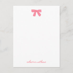 Postal Papel de carta personalizado lazo rosa Chic Femeni