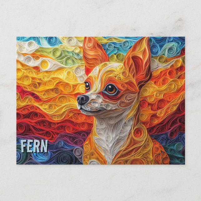 Postal Papel de Chihuahua acallando retrato de perro de a (Anverso)
