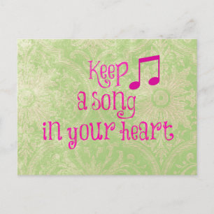 Postal Papel de Damasco de época con canción en tu presup