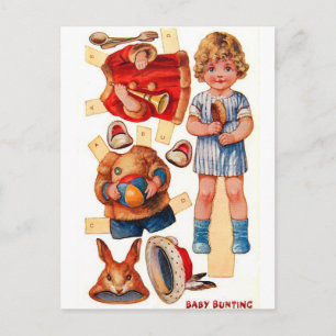 Postal Papel de época Pequeño Bebé Bunting Postcard