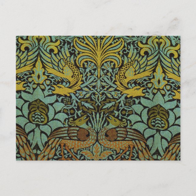 Postal Papel de escritorio de William Morris Peacock Drag (Anverso)