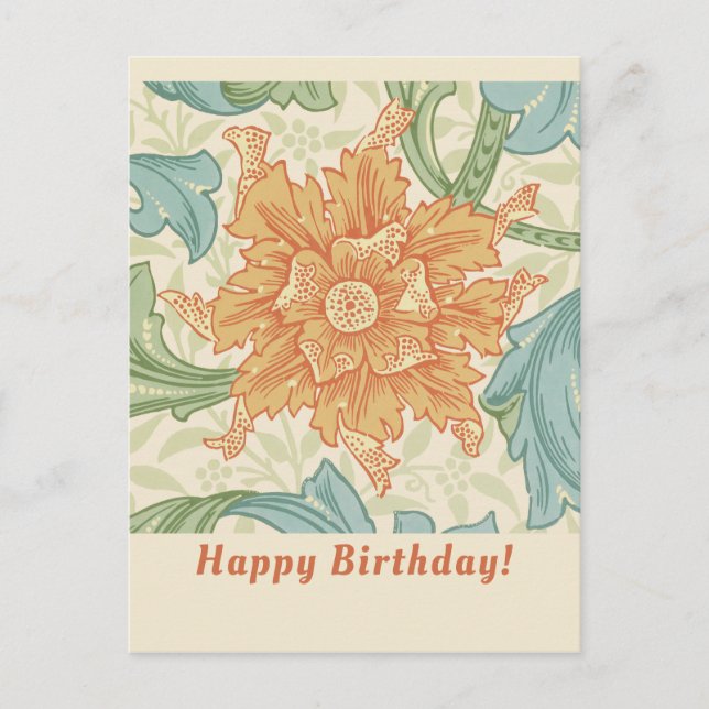Postal Papel de flores de cumpleaños William Morris CC113 (Anverso)