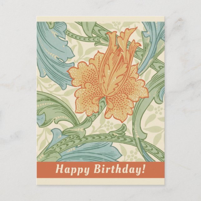 Postal Papel de flores de cumpleaños William Morris CC113 (Anverso)