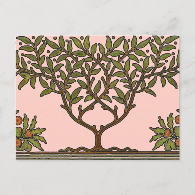 Postal Papel de fondo floral de William Morris Tree Friez (Anverso)