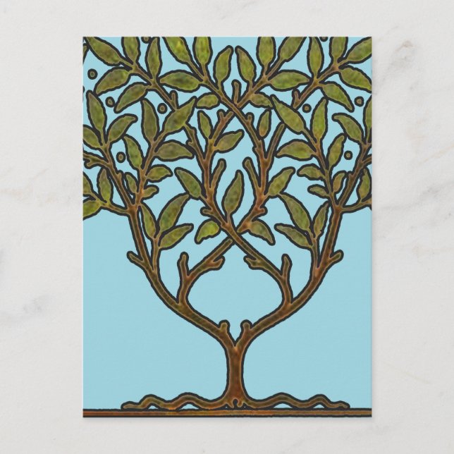 Postal Papel de fondo floral de William Morris Tree Friez (Anverso)