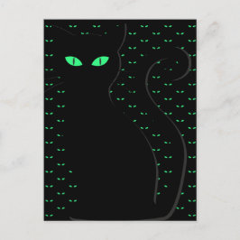 Postal Papel de Halloween Feliz Gato Negro