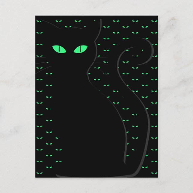 Postal Papel de Halloween Feliz Gato Negro (Anverso)