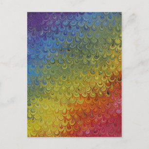 Postal Papel de Mármol pintado en el pavo real arcoiris