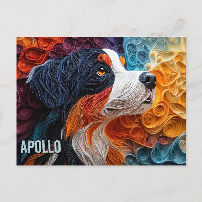 Postal Papel de perro de montaña Quilling Art Retrato (Anverso)