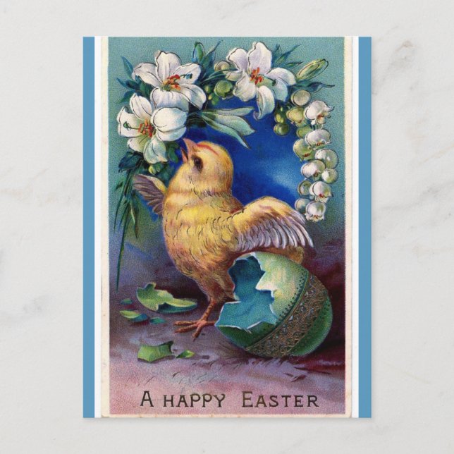 Postal Papel de pollo de Pascua y Lilis (Anverso)