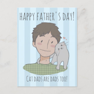 Postal Papel de regalo del día del padre del gato feliz