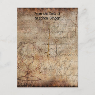 Postal Papel del diario de viajes Steampunk Globe