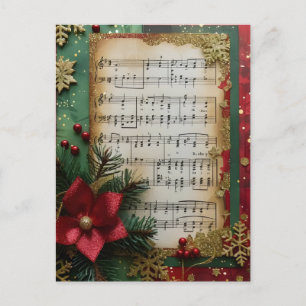 Postal Papel del libro de papel de hoja de Navidades musi