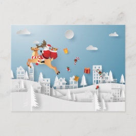 Postal Papel en Santa entregando regalo a los Navidades d