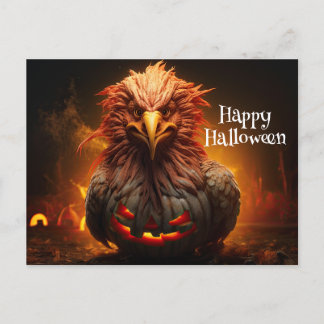 Postal Papel feliz de la granja de calabaza de pollo de H