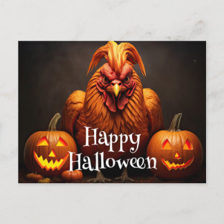Postal Papel feliz de la granja de calabaza de pollo de H