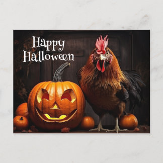 Postal Papel feliz de la granja de calabaza de pollo de H
