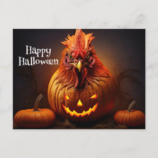 Postal Papel feliz de la granja de calabaza de pollo de H