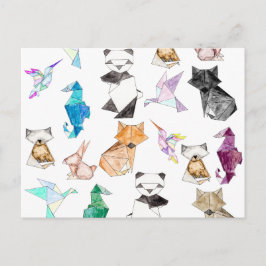Postal Papel geométrico de papel corto a mano Origami Ani