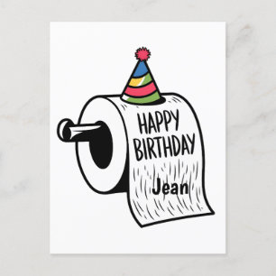 Postal Papel higiénico con dibujo de sombrero de cumpleañ