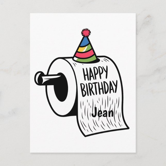 Postal Papel higiénico con dibujo de sombrero de cumpleañ (Anverso)