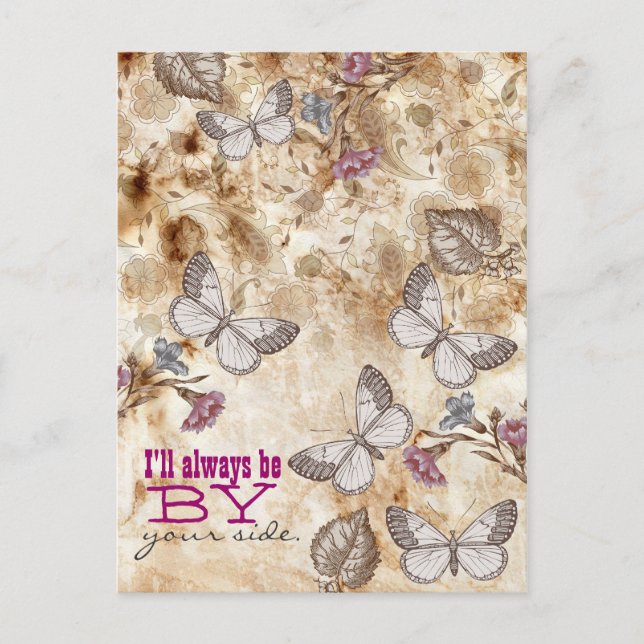 Postal Papel mural de mariposas vintage (Anverso)