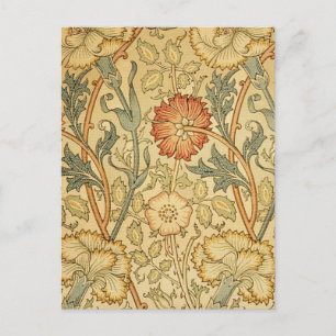 Postal Papel pintado con flores de rosa de William Morris