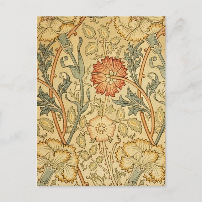 Postal Papel pintado con flores de rosa de William Morris (Anverso)