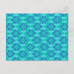 Postal Papel pintado con patrón Art Déco, turquesa y coba