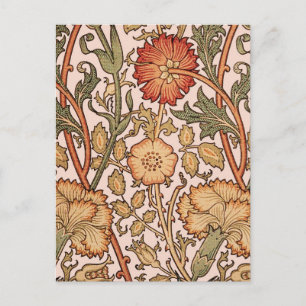 Postal Papel pintado con patrón de flores de rosa de Will